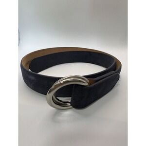 W Kleinberg Navy Blue Suede Custom Leather Belt Belt Sz 34 NWOT Loop Buckle Lux